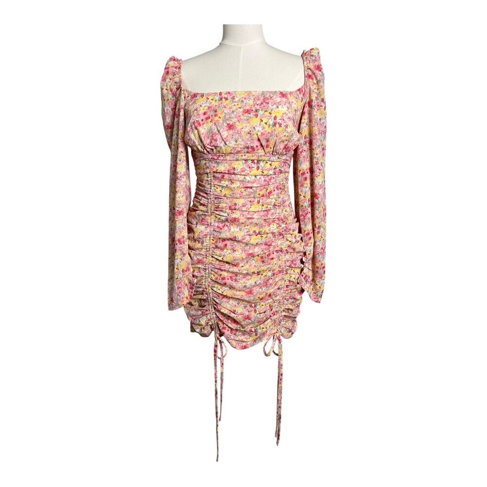 Womens Coquette Cottagecore Dress Girly Romantic Pink Floral Small Mini